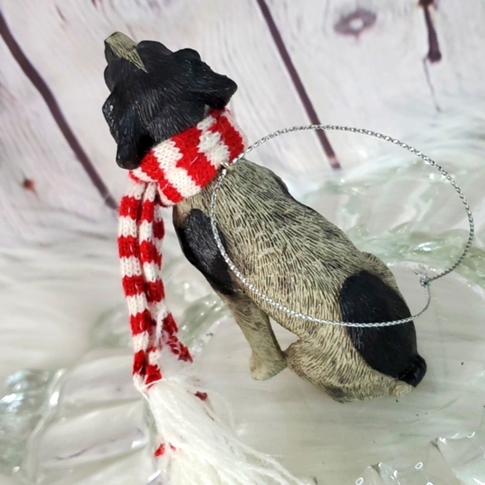 Realistic Winter English Pointer Dog Pup Puppy Resin Christmas Holiday Ornament - Picture 10 of 14